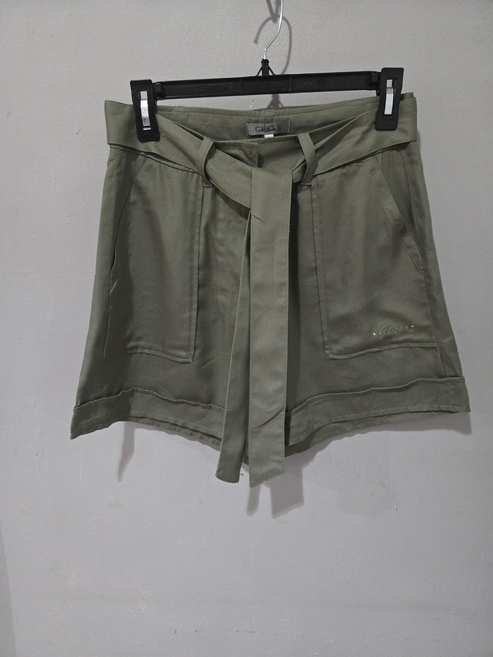Guess Women's Olive Green Tie-Waist Shorts